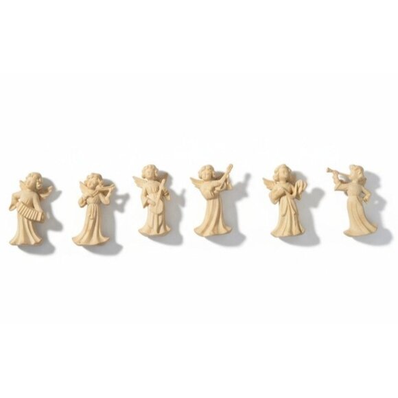 Vintage German Musical Angel Ornaments Set Of 6 Wooden Figurines Christmas Decor - Picture 1 of 8